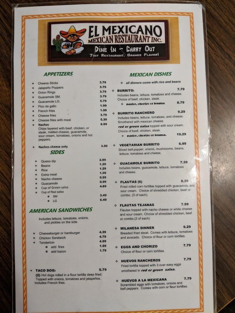 El Mexicano Restaurant Menu image 2